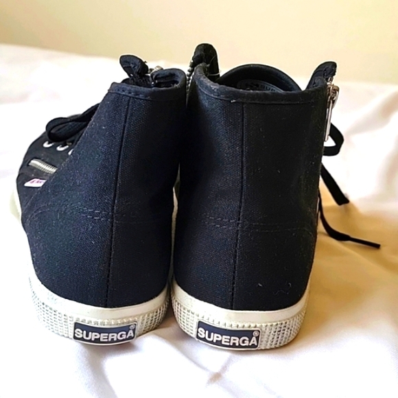 NWT SUPERGA Classic Canvas Black & White Hightop Casual Sneakers Shoes Unisex - Picture 3 of 4